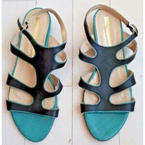 $130 GRIGIARANCIO Women's Leather Sandals Shoes Turquoise ( 39 )